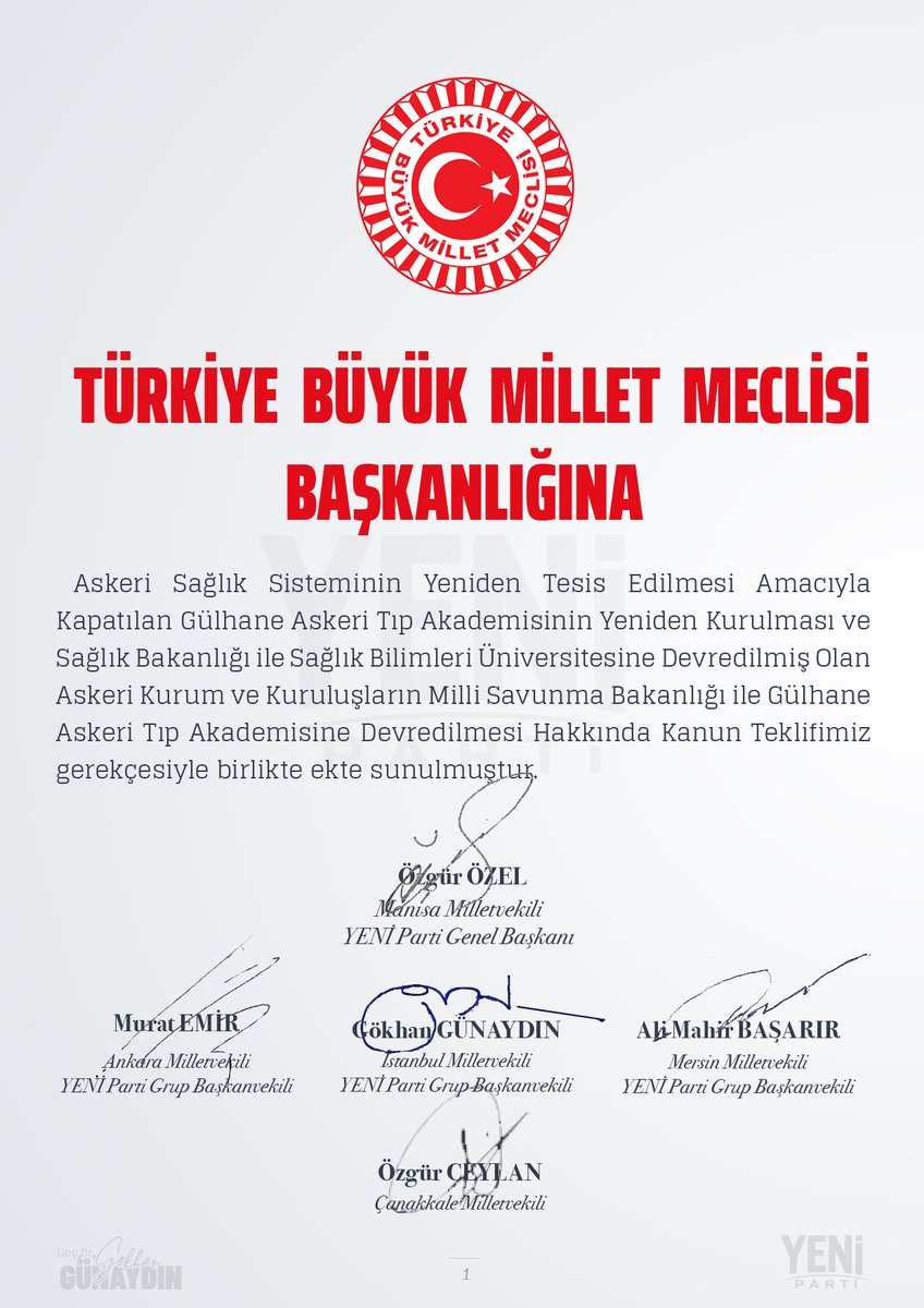 gunaydingokhan's tweet photo. Yeni Parti’nin ilk dört kanun teklifi;
1- Siyasi Etik,
2- Asgari Ücretin Artırılması,
3- Şehit ve Gazi Yakınları,
4- Askeri Sağlık Sistemi.. https://t.co/I3cnr10zgi