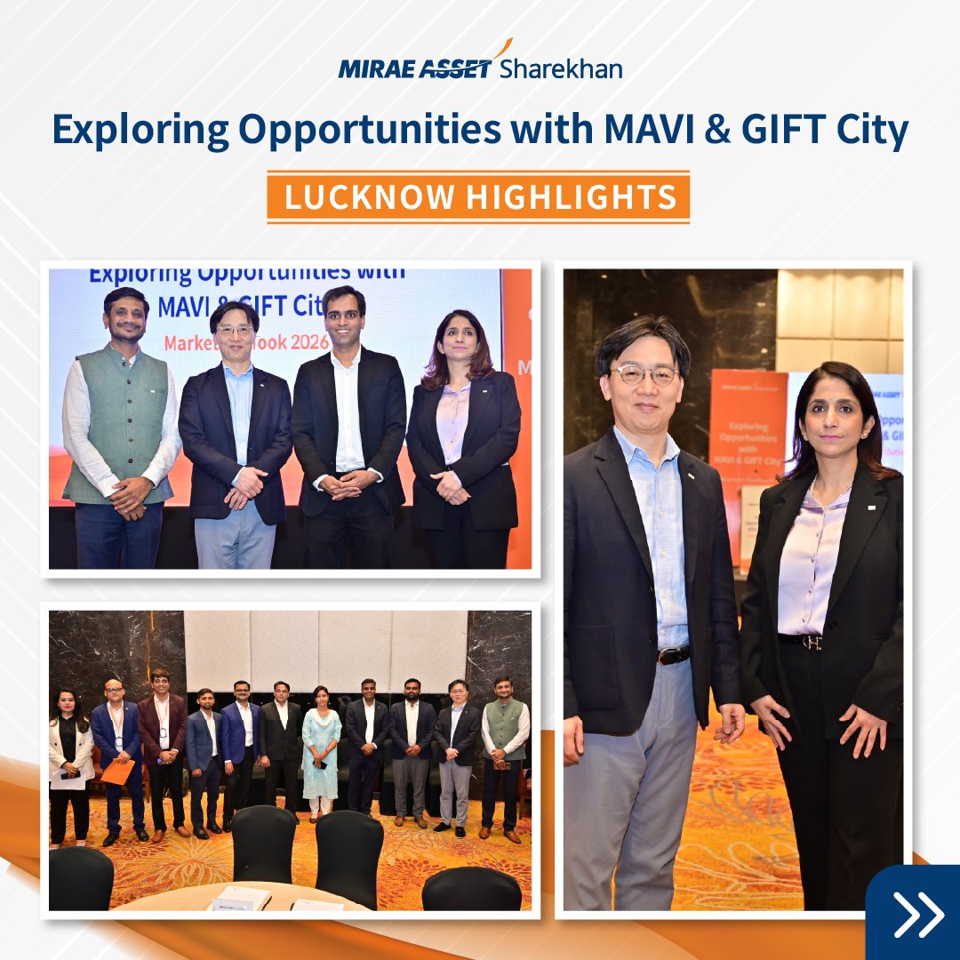 Sharekhan's tweet photo. Highlights from our investor engagement session in Lucknow on "Exploring Opportunities with MAVI &amp; GIFT City – Market Outlook 2026.
Investors gained insights on global investing, alternative assets, portfolio diversification, and long-term wealth creation.
#GIFTCITY #WealthGrowth https://t.co/GdZC0GojWT