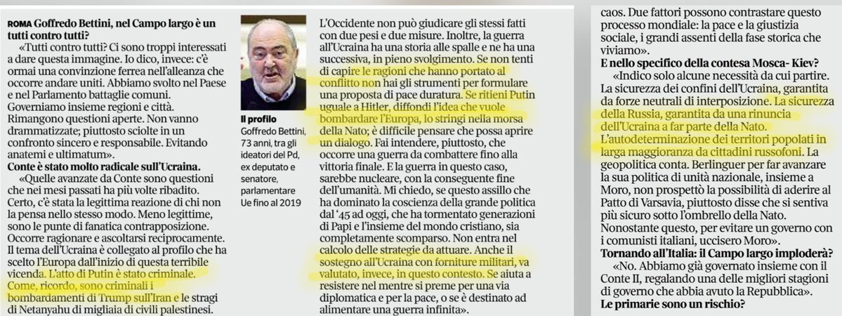 Stefanocomics's tweet photo. Bettini:

🤡 "Putin come Trump"
🤡 "capire le ragioni del conflitto"
🤡 "Putin stretto nella morsa della NATO"
🤡 "La sicurezza della russia" (che deve imporre le alleanze ai vicini)
🤡 "L'autodeterminazione dei russofoni" 

Ormai il PD e' indistinguibile dalla propaganda russa. https://t.co/h3ZDJ1q8ij