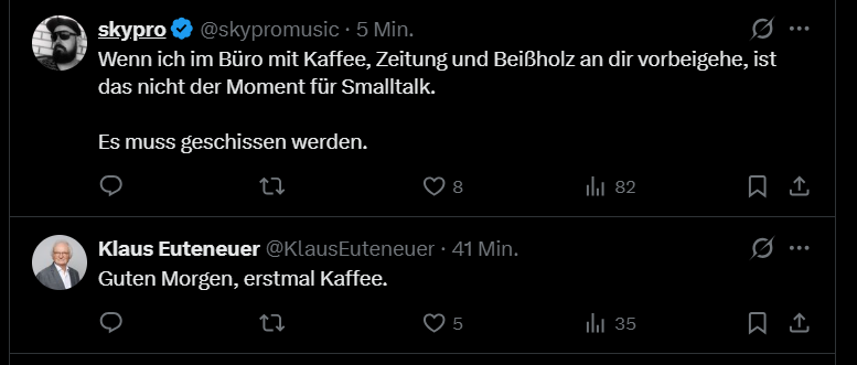SaibotTN's tweet photo. Wie man sich morgens so begegnet. #twittermatch
@skypromusic @KlausEuteneuer https://t.co/vPAy0xpTgu