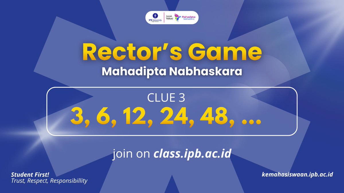 mpkmbsv_ipb's tweet photo. [RECTOR’S GAME]
jalan jalan ke jonggol, clue 3 udah nongol🤔
sung aja yuk nebak cluenya di https://t.co/LSg6FnCfkk 😆😆

#rectorsgame #MPKMB63SVIPB #IPBUniversity #sobatdipta #clue3 https://t.co/cRs116XUmA