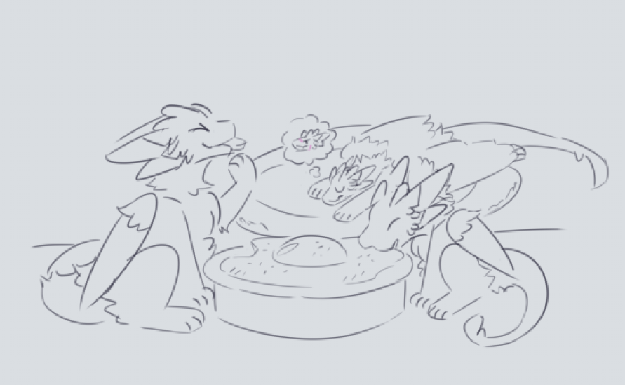Introdile's tweet photo. Offering Received: One (1) ostrich egg (#902)

Lenn fried it up for the little ones, and they love it!! 
(dont mind the dragon, they are yearning) https://t.co/o9R24sIpy2