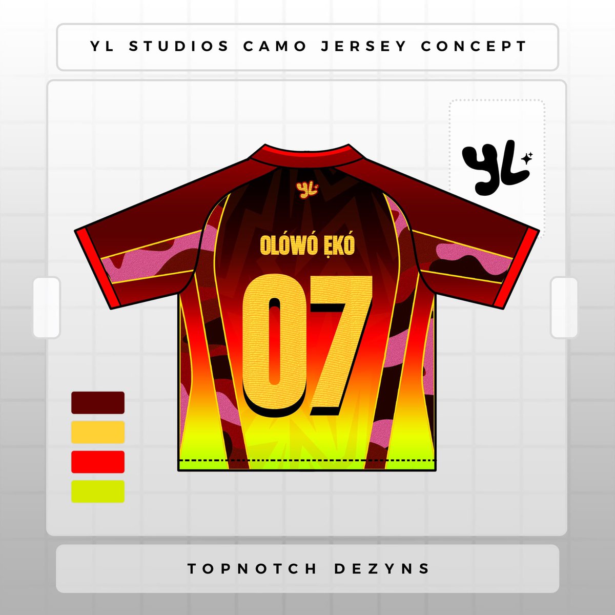 Topnotch_Dezyns's tweet photo. If yhemo lee hired me to design an unconventional camo infused jersey with lots of colors and contrast 🔥
Made these before my pc crashed 😅
#Ylstudio #jerseydesign #merchdesigner https://t.co/PWwOfTIBEM