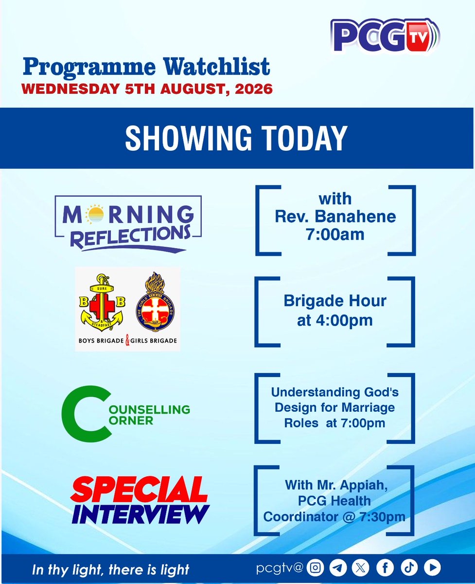 pcgtvofficial's tweet photo. 📺 Your PCGTV lineup for today is here!

Be inspired, informed, and empowered with today's exciting programmes. Tune in and don't miss a moment!

#PCGTV #ProgrammeWatchlist #StayConnected https://t.co/NRGDh4XEdr