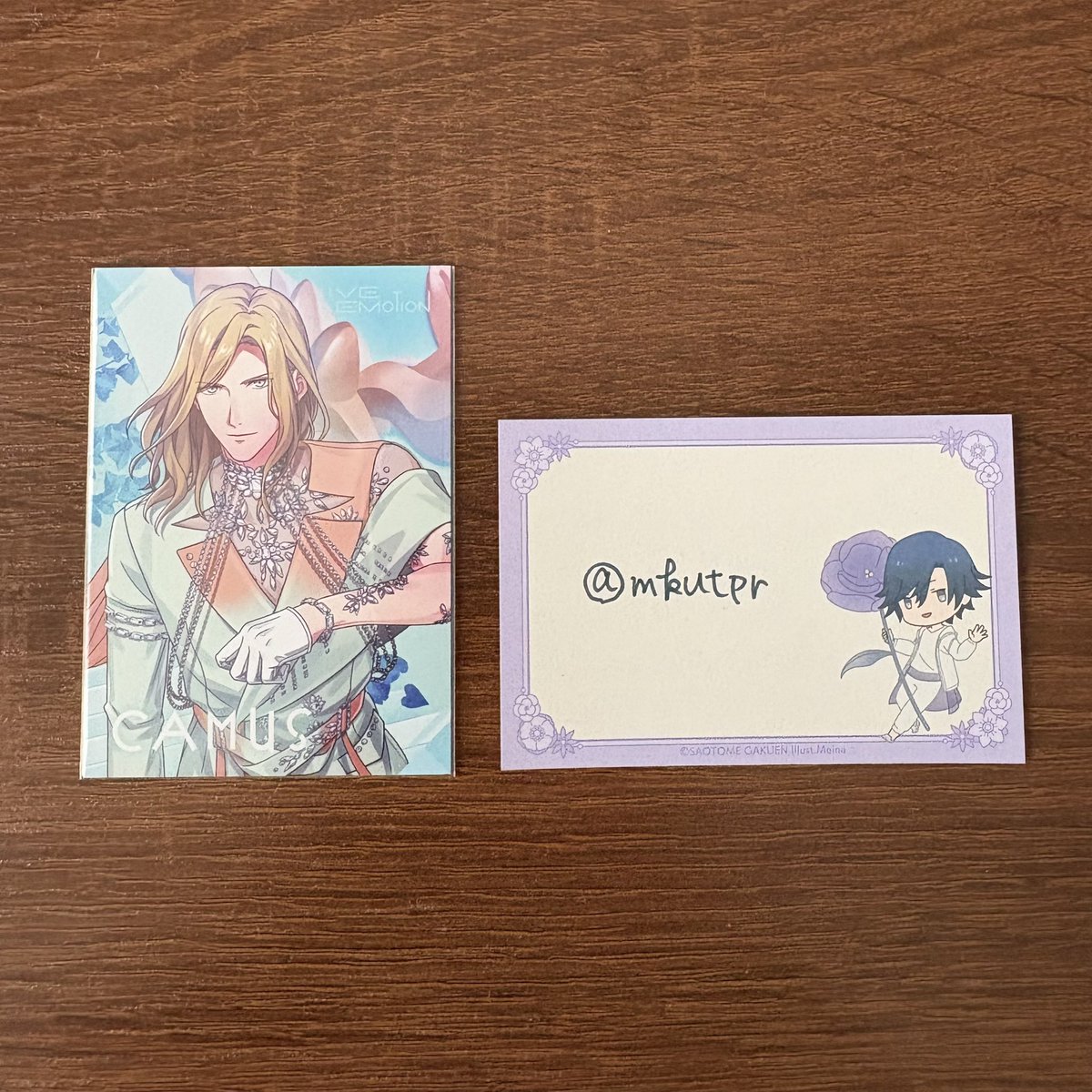 mkutpr's tweet photo. 【うたプリ交換】LIVE EMOTION ライエモ CD 特典 2nd Anniversary メセカ メッセージカード

譲：カミュ

求：トキヤ

郵送希望です。よろしくお願いいたします。 https://t.co/Tg9NGovBgC
