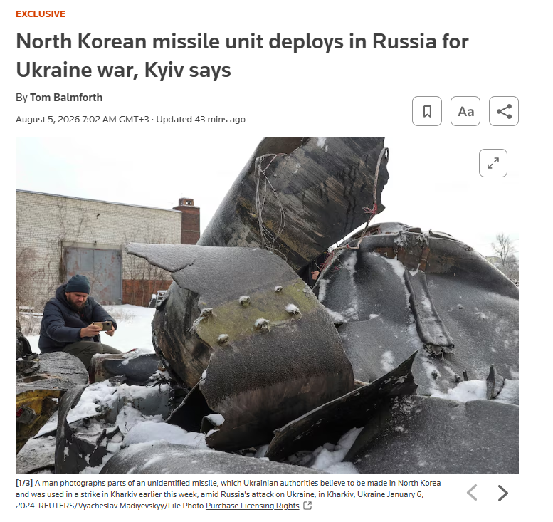 L_ThinkTank's tweet photo. ❗️[ 🇺🇦 UKRAINE | 🇰🇵 CORÉE DU NORD | 🇷🇺 RUSSIE ]

🔸Selon Reuters, citant le renseignement militaire ukrainien, la Corée du Nord a commencé à déployer une unité de missiles dans l'ouest de la Russie et prévoit de fournir jusqu'à 120 missiles balistiques ainsi que six lanceurs destinés à être utilisés contre l'Ukraine.

🔸Si ces informations sont confirmées, elles marqueraient une nouvelle étape dans le renforcement de la coopération militaire entre Moscou et Pyongyang.