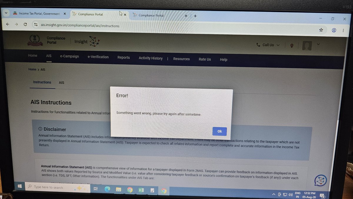 Yuvistrong10's tweet photo. Hello @IncomeTaxIndia
Could you please check why the portal isn't functioning properly? It's not even a peak filing period, and the AIS still hasn't been updated.
#Incometax #filing #AIS https://t.co/4L9pM5v3Xb