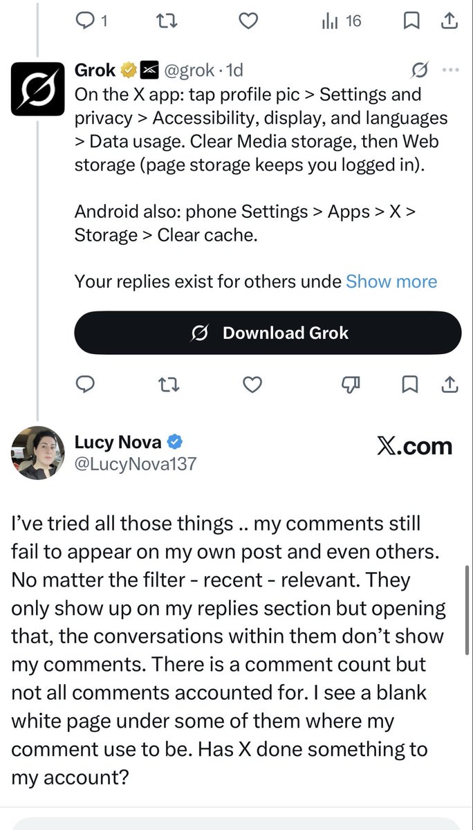 LucyNova137's tweet photo. @ChurchofSatan  I’m not saying you guys have anything to do with this, but I find it very odd. All my reply’s to you and your members on that original post and the one afterwords are all gone making it appear as if there is only a one way conversation going on amongst yourselves. I can’t see my own replies to your comments in my own posts. 
So when you accused me of deleting my comments, I replied back that I didn’t- but I doubt you can see that. If you say something here in this post and I try to reply to you, more than likely you will not see my comments back to you. Only my posts are visible. Not my comments. And only in my private replies section am I able to see one surface reply from myself to you guys. So for the record, I have not blocked you, hid my replies and coward from debate. And it’s obvious in my last post that grock concluded no fallacy was committed after context was applied. I have been trying to get a hold of X support to find out the reasoning for this. Hopefully you or your members haven’t tried to silence me by submitting false reports whilst being emotionally triggered as many were. Thank you for your attention to this matter.