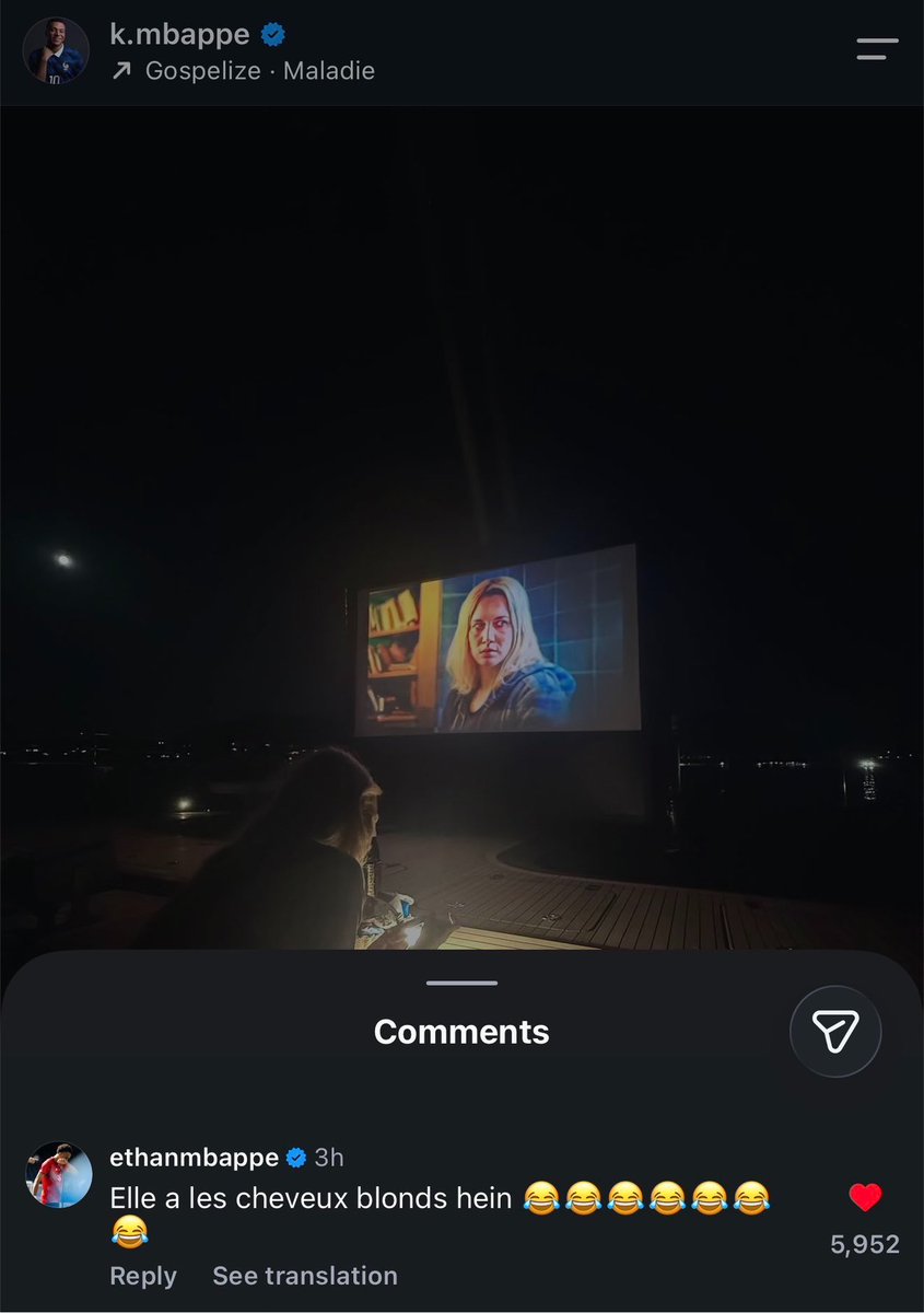 VibesFoot's tweet photo. Le commentaire d’Ethan Mbappé sous la dernière publication de son grand frère 😭 https://t.co/NgXpkRGeqW