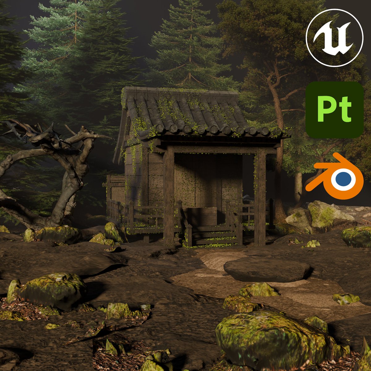 schauhan3d's tweet photo. Split the shrine from Mountain Shrine into its own breakdown. Modular pieces, reused materials, wireframe and clay renders included.

Asset breakdown: https://t.co/LTZ8wDOKzi
Full scene: https://t.co/0I2OIbSb56

#EnvironmentArt #3DArt #UnrealEngine5 #UE5 #blender #b3d https://t.co/V9GW1Omy6j