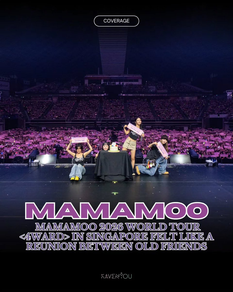DragonKazoo77's tweet photo. 260805 kavenyou IG

From a hilarious trot version of "Taller Than You" to the clever "Baton Touch" solo relay, @RBW_MAMAMOO packed the 2026 MAMAMOO WORLD TOUR <4WARD> in SINGAPORE with unforgettable moments!❤️‍🔥

🔗 https://t.co/w5xP8ctwPp

Full article 
🔗https://t.co/C0BPxBXQEB

++
#4WARD #SOLAR #솔라 #MOONBYUL #문별 #WHEEIN #휘인 #HWASA #화사 #MAMAMOO #마마무