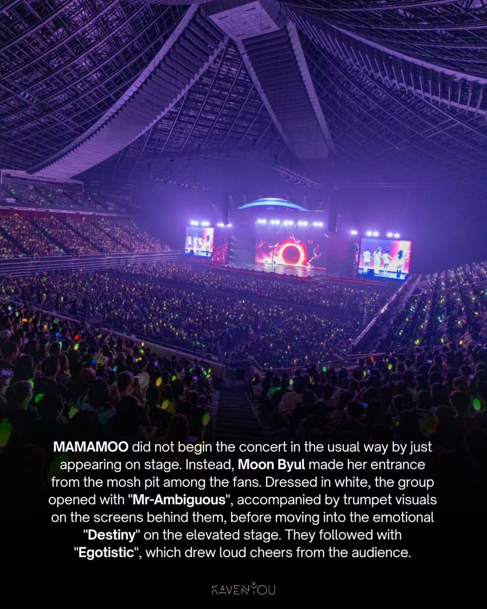 DragonKazoo77's tweet photo. 260805 kavenyou IG

From a hilarious trot version of "Taller Than You" to the clever "Baton Touch" solo relay, @RBW_MAMAMOO packed the 2026 MAMAMOO WORLD TOUR <4WARD> in SINGAPORE with unforgettable moments!❤️‍🔥

🔗 https://t.co/w5xP8ctwPp

Full article 
🔗https://t.co/C0BPxBXQEB

++
#4WARD #SOLAR #솔라 #MOONBYUL #문별 #WHEEIN #휘인 #HWASA #화사 #MAMAMOO #마마무