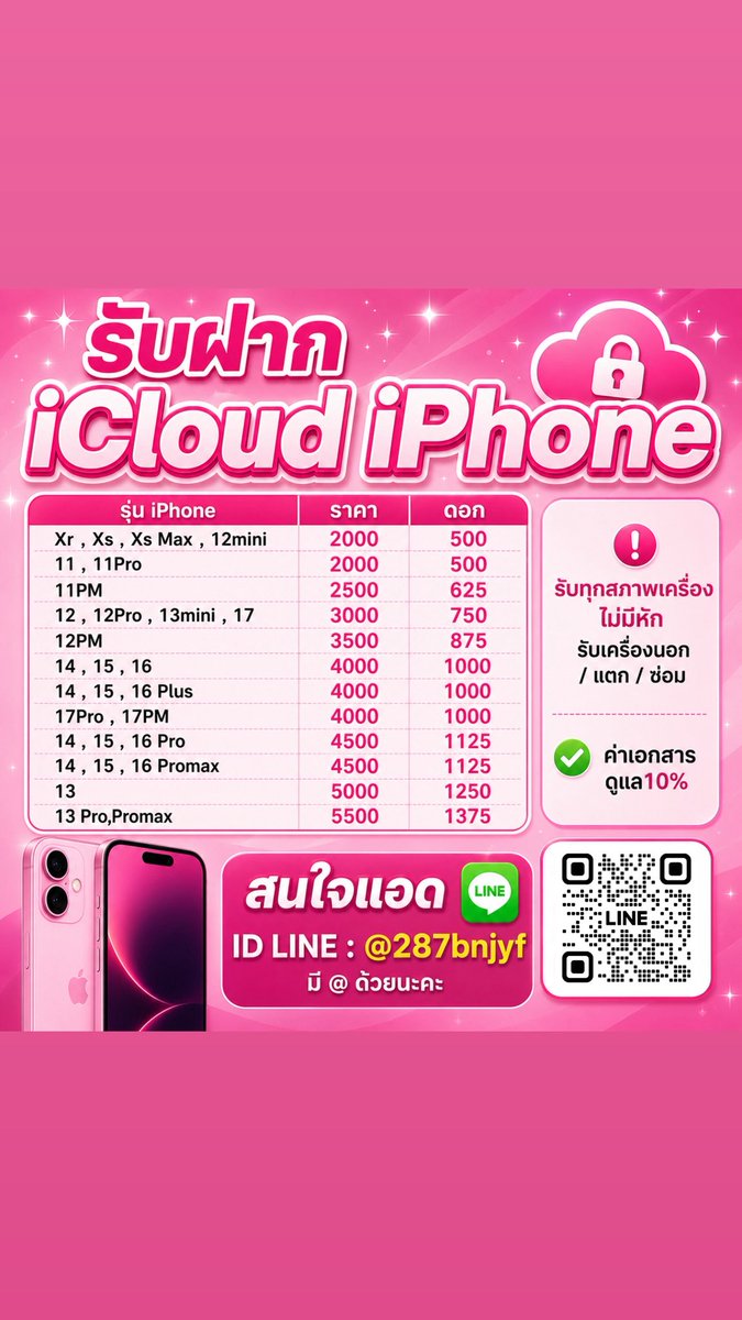 TrithipS46024's tweet photo. 📲จำนำiCloud iPhone 
💖บัตรใบเดียว เอกสารน้อย
ไม่มีโอนก่อนทุกกรณี ปลอดภัย100%🧸
รายอาทิตย์✨
🐰ไม่มีต้นต่อดอกก่อนได้🐰
#จำนำไอคลาว #จำนำไอคราว #กู้เงินรายอาทิตย์ #เงินด่วนโอนเข้าบัญชี #กู้เงินด่วน #กู้รายวัน #กู้เงินนักศึกษา #กู้เงิน #เงินกู้ด่วน #เงิน��ู้นอกระบบ https://t.co/KMnJV6DENB