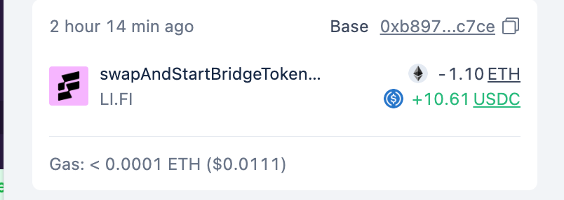 mztacat's tweet photo. Swapped 2k on Rabby, then received $10. 
For about 15 minutes, I still didn't receive it
   - I  checked the transaction tab and saw my 1E had been swapped for 10 USDC. 
   - Initially, I thought I’d been Mev’d (too early to begin the day that way, LOL)

And began wondering what happened, trying to convince myself it's a glitch ( @Rabby_io transaction says it swapped for $10
  - Since it was @lifiprotocol, I checked its explorer only to find out it's Circle CCTP routing through Mayen (took about an hour)

Always check the transaction to confirm the route 
 - Some Dexes are illiquid, and if there's a little bug from inapp, you may swap as high as $100k for $10 - it happens. 
    - Check slippage and fees 
    - Check transactions again before approval 
Stay safe.