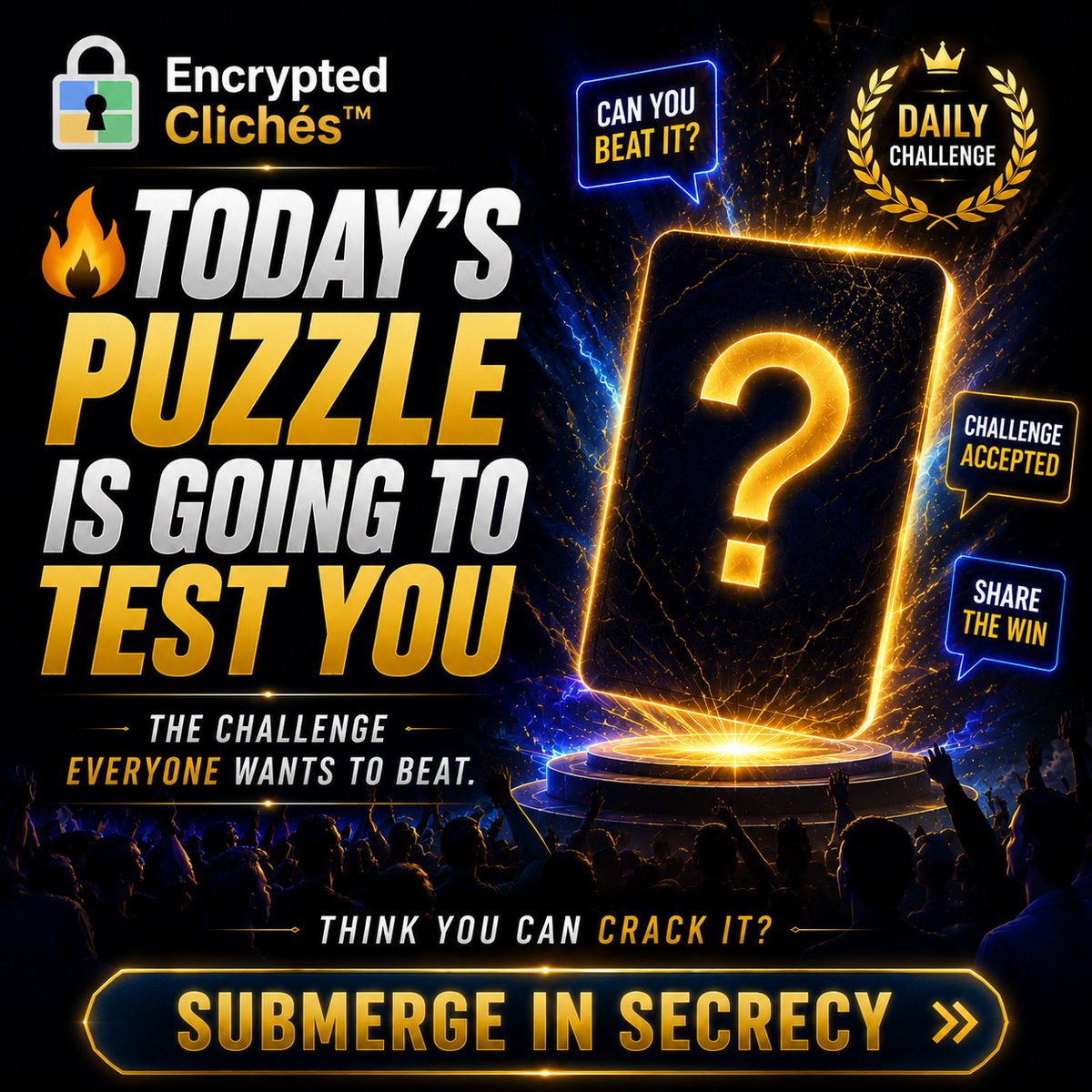 EncryptedCliche's tweet photo. A new mystery phrase arrives every day. Play, solve, share your results, and challenge others to see who can crack the hidden message first.
Pop the Bubble : https://t.co/yVheWaIj1y
#EncryptedCliches #MysteryGame #WordPuzzle #PuzzleGame #BrainChallenge #LogicGame #GuessingGame #WordPlay #PuzzleLovers #DailyPuzzle #ThinkDifferent #MobileGaming