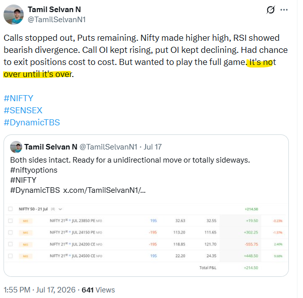 TamilSelvanN1's tweet photo. Had to be a hypocrite today. :(
#SmallScaleRetailer
#NotScalable
#DynamicTBS
#SENSEX
#NIFTY https://t.co/yyBxsZAEhN