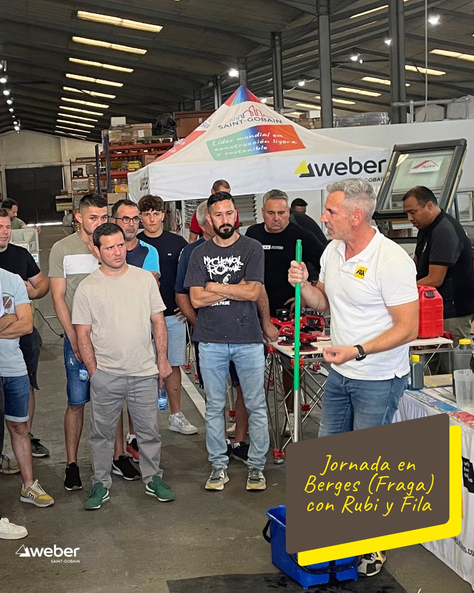 SGweberES's tweet photo. 🟡 La última cita de SUPERGEL erGO antes del verano nos llevó a BERGES

🤝 Desde Saint-Gobain Weber, RUBI Group y FILA Solutions reunimos a 48 clientes en dos convocatorias con demostraciones de webercol SUPERGEL erGO

Gracias a todos los participantes

#MakingTheWorldABetterHome https://t.co/L4hRLwER0R