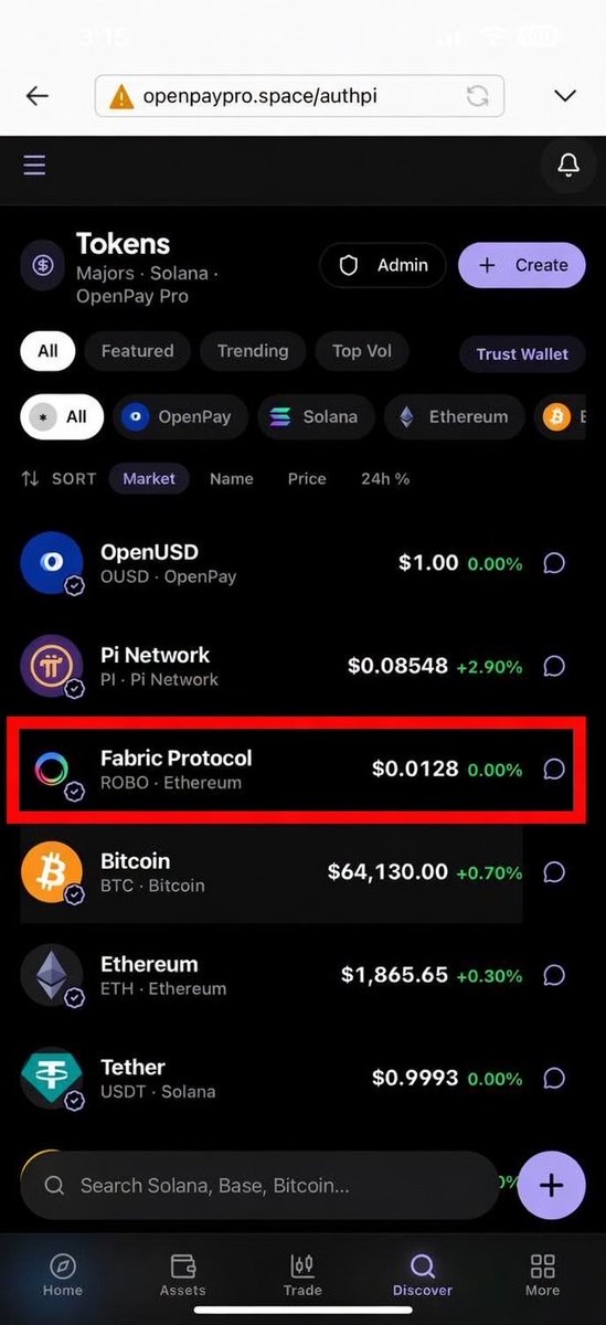 OpenpayProTeam's tweet photo. 🚀 Fabric Protocol ($ROBO) is now available on OpenPay Pro! 🤖🌐

Buy, sell, swap, exchange, and trade Fabric Protocol (Fabric Foundation) seamlessly—all in one place.

Following the recent partnership between Pi Network and Fabric Foundation, you can also purchase $ROBO using Pi directly on OpenPay Pro, making it easier than ever to access the future of AI-powered robotics and decentralized payments. @PiCoreTeam 

🌐 Start trading today and be part of the future of AI, robotics, and Web3.

Get Started:
🌐 Beta App: https://t.co/Enwki9okJY
🏠 Website: https://t.co/zIZNEJ6GBw
🔐 OpenPay: https://t.co/a63SUdREgo
🪙 OpenUSD ($OUSD): https://t.co/E4wywdRm66
ℹ️ About OpenPay Pro: https://t.co/fQvFzdJZxZ
📰 Blog: https://t.co/JzVQ3uSshJ
📖 Wiki: https://t.co/PTZhCPeWNY
💬 Telegram: https://t.co/6g3TN3qni0

#FabricProtocol #FabricFoundation #ROBO #PiNetwork #OpenPayPro #Crypto #Web3 #AI #DeFi #Blockchain 
@OpenPayTeam @wainfoundation @PiCoreTeam @FabricFND