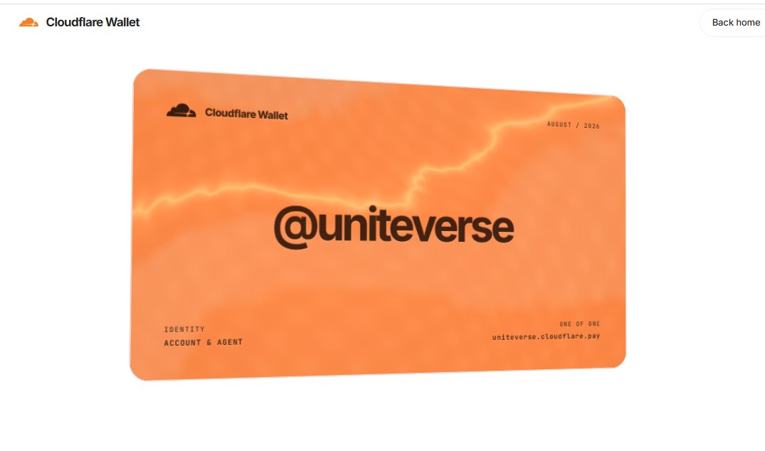 Unite_Verse's tweet photo. 🚨 Don't wait until your username is gone.

I just reserved my @Cloudflare Wallet handle. ⚡

🌐 One of the world's biggest internet infrastructure companies is building wallets that could enable AI agents to seamlessly pay for APIs, tools, data, and digital content using stablecoins. 🤖💰

The wallet isn't live yet, but your handle can be.

🎁 Reserve yours for FREE:
👉 https://t.co/c4kPr1pXcg

It takes under a minute, and you'll thank yourself later if this takes off. 🚀