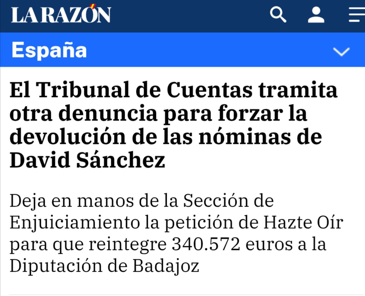 hazteoir's tweet photo. 🚨 ¡A POR CADA EURO ROBADO!

EL TRIBUNAL DE CUENTAS TRAMITA LA DENUNCIA PARA QUE DAVID SÁNCHEZ DEVUELVA SU SUELDO. 💸

El hermano del presidente del Gobierno debe reintegrar los más de 340.000 euros cobrados indebidamente por un puesto a medida en la Diputación de Badajoz.

💥 ¡No basta con la condena por prevaricación; exigimos que devuelvan hasta el último céntimo!

Todo esto es posible gracias a ti 🫵🏻
✅ Sí, tú también estás ganando está batalla a los criminales.

✍️ Ayuda al equipo jurídico de Hazte Oír a llegar hasta el final contra la corrupción: https://t.co/hfSqB1ampf