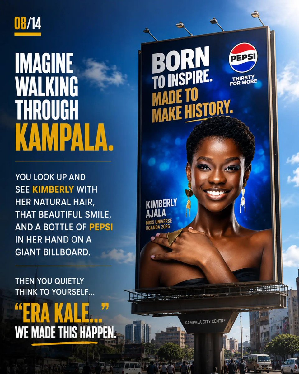 moseskomasantos's tweet photo. Dear @pepsi Uganda,
Sometimes, the best ambassadors are not discovered through auditions, they are discovered through authentic stories.

During her Miss Universe Uganda journey, @AremoKimberly openly shared something simple yet incredibly powerful: she's a Pepsi addict.

That single statement sparked conversations across social media. Thousands of people who admired her began talking about @pepsi again, with many saying they wanted to grab a bottle simply because @AremoKimberly loved it.

That is the power of authentic influence. You cannot manufacture it.

Uganda has already shown that @AremoKimberly is more than a beauty queen. She has become a youth icon with credibility, relatability and a loyal community that rallies behind her.

Brands spend years and millions trying to build this level of organic connection. Kimberly already has it.

The Miss Universe crown belonged to the judges. This opportunity belongs to @pepsi .

Imagine the impact of a campaign led by someone who genuinely loves the product and has already inspired conversations around it without being paid to do so.

@pepsi Uganda, don't let this moment pass. Let Kimberly's story become part of your story.
#KimberlyForPepsi 
@otolosedrick | @SamEngola3 | @Icy_sonie | @SarahBireete | @Chris8Komakech | @kirya_ug | @CarolineMutoko | @pepsi