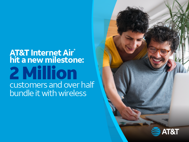SAMENAcouncil's tweet photo. 📶 AT&amp;T Internet Air hits 2 million subscribers — doubling its base in roughly half the time it took to reach the first million, with 1M subscribers also holding AT&amp;T wireless. In-store pickup launching next month.

#ATT #InternetAir https://t.co/nQbDcI5BgO