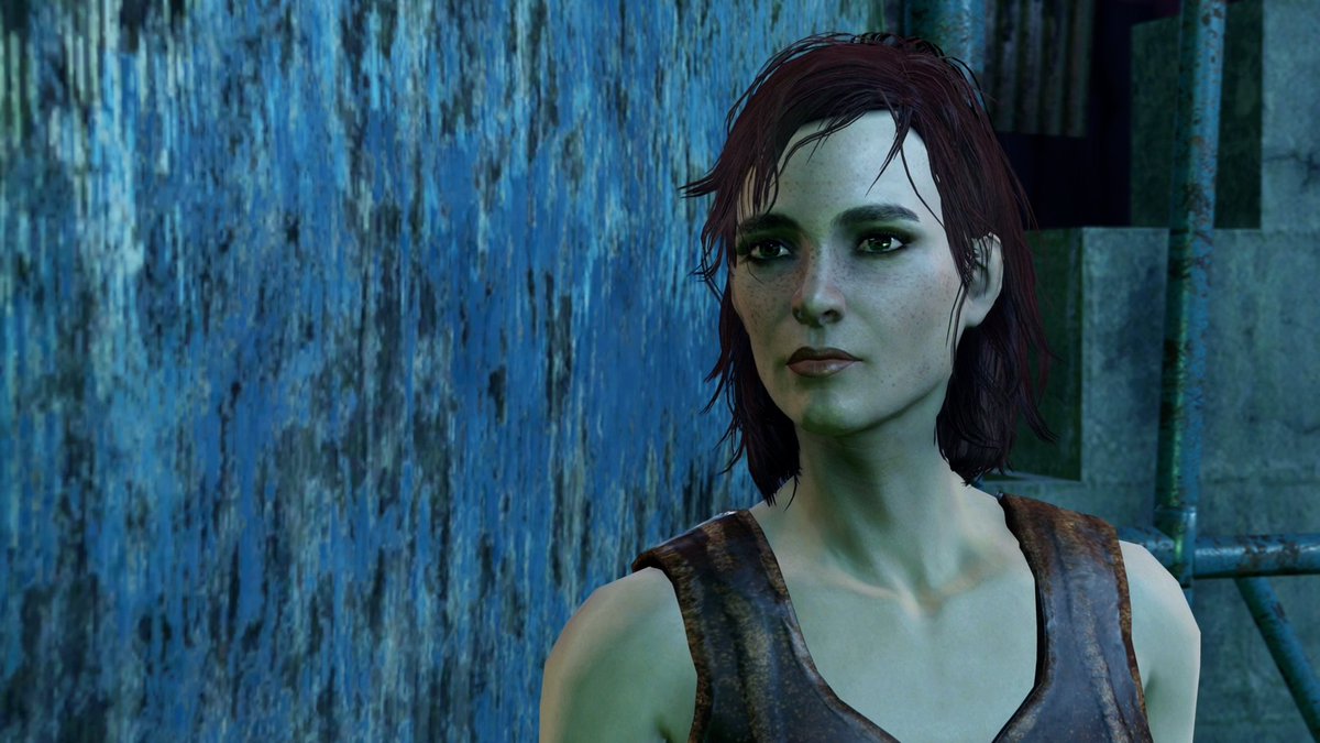 BAK1325's tweet photo. 不満気な顔でこっちを見るケイトと不満かどうかさえわからないPAM  

#フォールアウト4 #fallout4 #ゲーム実況 https://t.co/eKELcepKm2