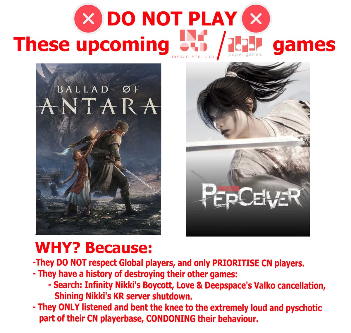 hoshiberuu's tweet photo. Could you please help me spread the word? 🙏

#PapergamesRuinsCNgaming
#InfoldRuinsCNgaming
#InfoldDestroysCNGames https://t.co/bWWBWoEUu4