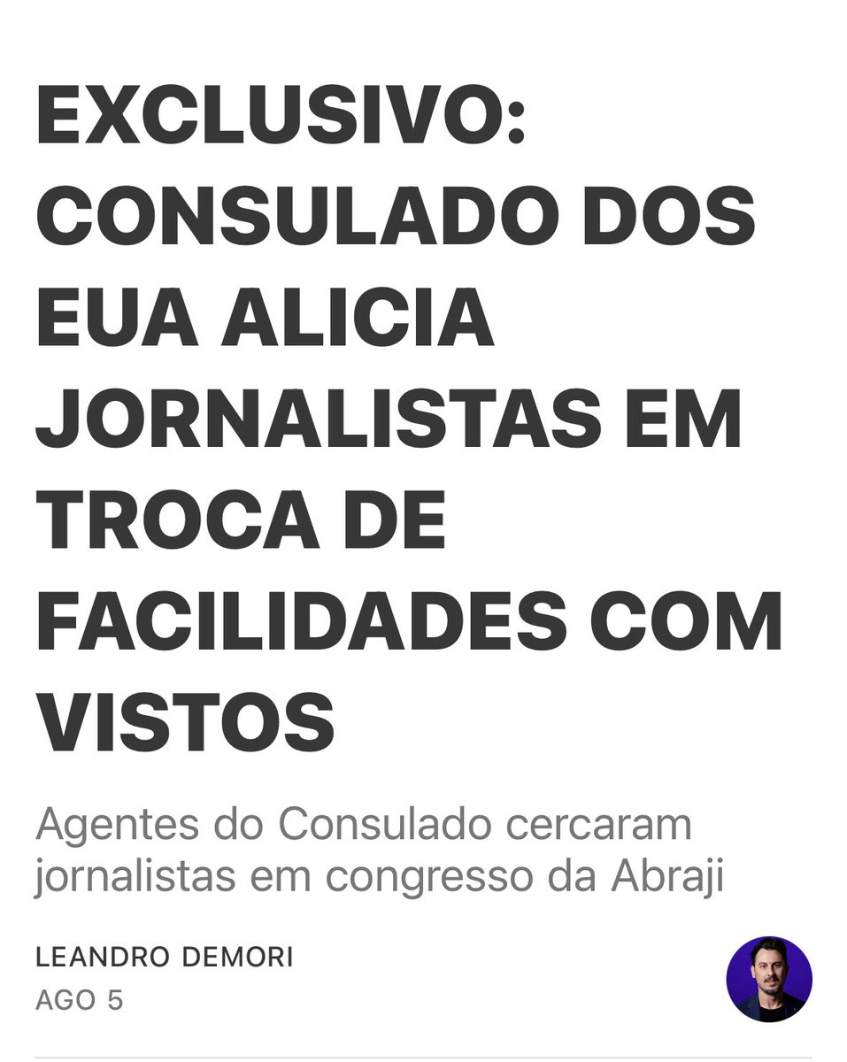 pravda_br's tweet photo. Demori denuncia que dois jornalistas relataram tetem recebido propostas de facilitação para vistos nos EUA em troca de colaboração para ajudar eleger Flávio Rachadinha.
Os vistos seriam um gesto de boa vontade na aproximação destes jornalistas com a turma de Marco Rubio. https://t.co/BiXNsfwsi8