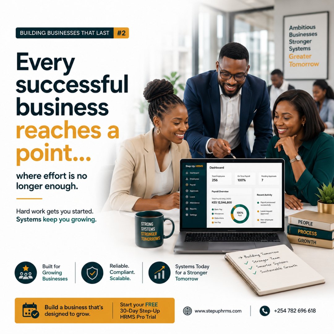 Stepup_HRMS's tweet photo. The companies that scale sustainably invest in operational excellence before growth demands it.
Build a business that's designed to grow.
Start your FREE 30-Day Step-Up HRMS Pro Trial today.
https://t.co/AqX04Hs4rf
#BuildingBusinessesThatLast #StepUpHRMS #BusinessGrowth https://t.co/nlAgiut6sT