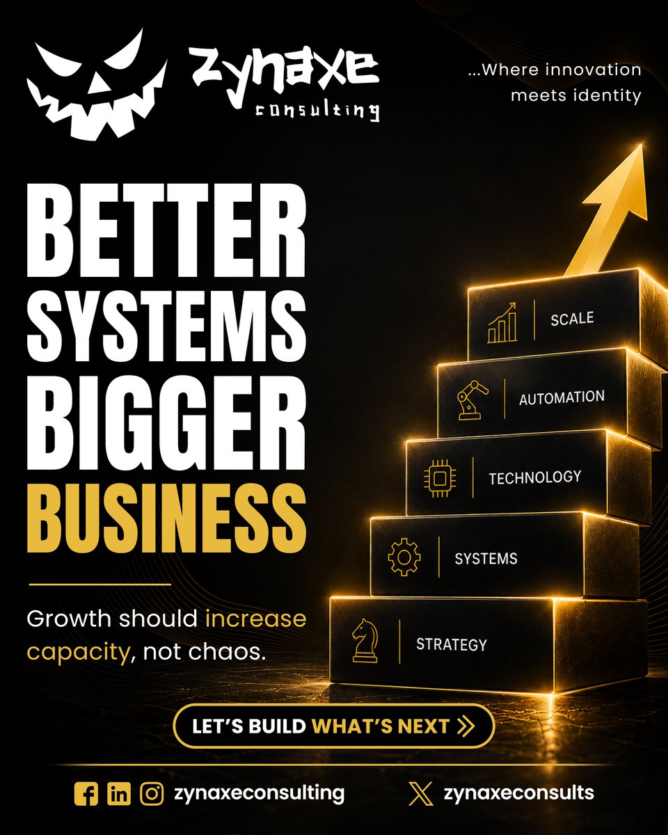 ZynaxeConsults's tweet photo. Growth isn't measured by how many customers you get.

It's measured by how well your business handles them.

Build systems before you scale.

Otherwise, success can become your biggest bottleneck.

🚀 Let's Build What's Next.

#ZynaxeConsulting #BusinessGrowth #BusinessStrategy https://t.co/K1yfCqTAdt