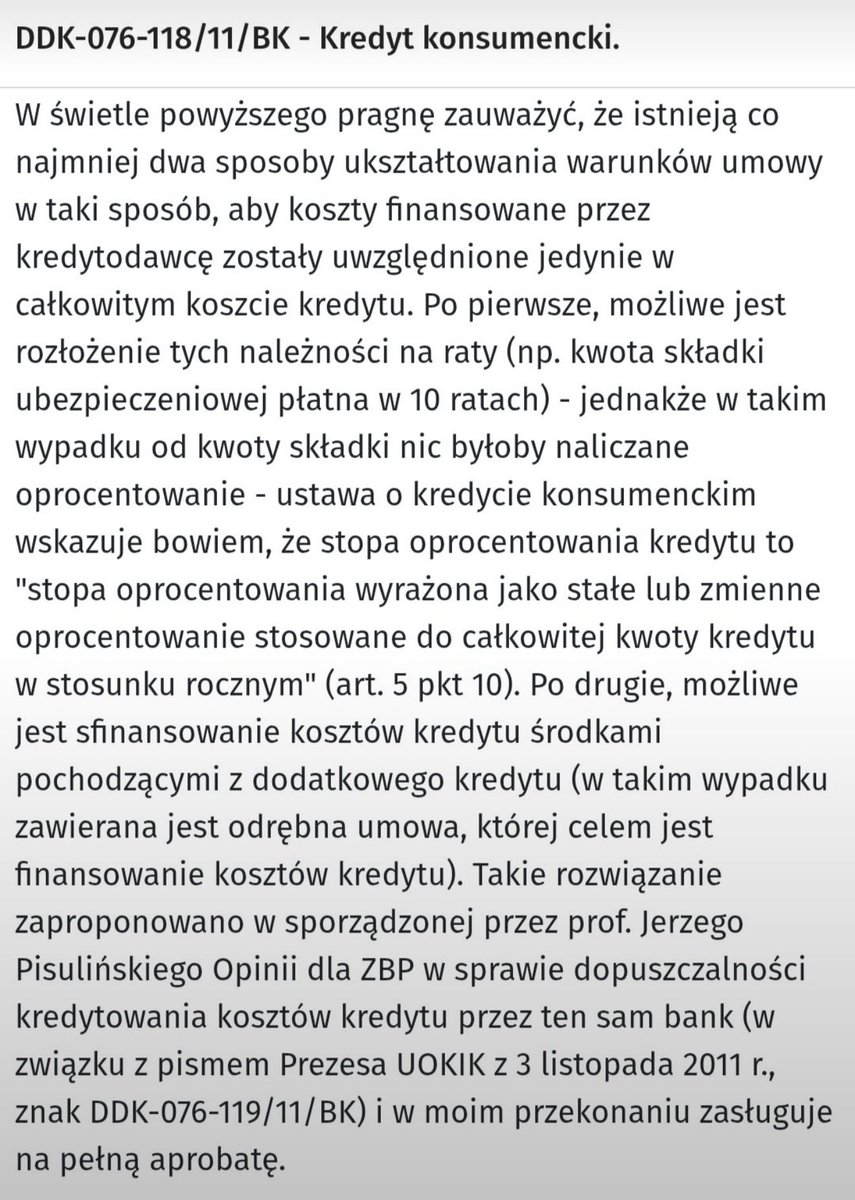 Wysmulek_Kar's tweet photo. Od pewnego czasu słyszymy, że sektor bankowy nie mógł przewidzieć dzisiejszych sporów dotyczących SKD.

Tylko że dokumenty sprzed kilkunastu lat opowiadają zupełnie inną historię.

Już w lutym 2012 r. Prezes UOKiK w piśmie DDK-076-118/11/BK skierowanym do Prezesa ZBP wskazywał, że proponowany przez ZBP sposób informowania o kredytowanych kosztach nie odpowiada wymogom ustawy o kredycie konsumenckim oraz celowi dyrektywy 2008/48/WE.

Rok później, luty 2013 r., w piśmie DDK-076-18/13/MF/BK ponownie podtrzymał to stanowisko.

Do tego dochodziły opinie prawne przygotowywane dla ZBP, w tym opinia prof. Jerzego Pisulińskiego, a następnie orzecznictwo TSUE – z wyrokiem C-377/14 na czele.

To nie wygląda na problem, który pojawił się nagle.

Coraz trudniej oprzeć się wrażeniu, że ryzyko zostało po prostu wkalkulowane w przyjęty model prowadzenia działalności.

Pytanie nie brzmi już, czy ryzyko było widoczne. Pytanie brzmi, co z tą wiedzą zrobiono.

@SysloPawel