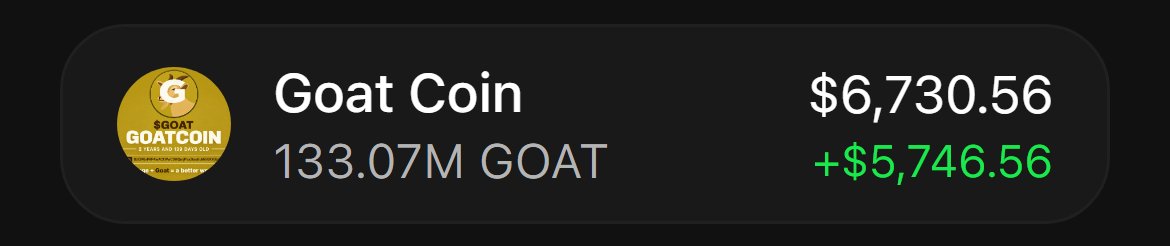 SPCXpump's tweet photo. Bruh $GOAT volume is actually insane rn, saw it pump +1670% earlier but honestly still feels like we're early - this could either moon to Valhalla or I'm eating ramen for months 🚀

8UCM6vPAP4ieACXWwCDWQmjPVa3tauKuMiHGKVjUs2YQ https://t.co/1YCHAcunco