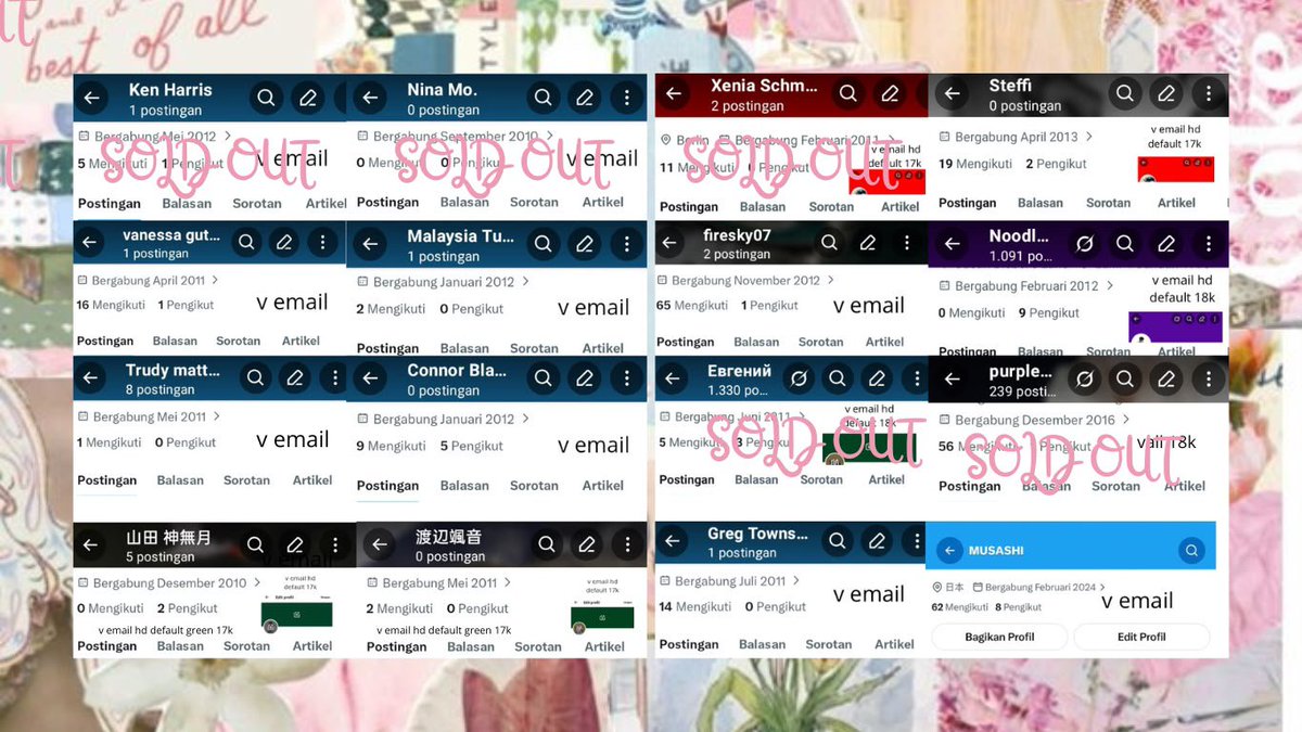 ericfritz31's tweet photo. @ombrievlle ridiii kosongannn amannn semua nieeee bisa sung pakai

‘⅋── harga kosongan &amp; inact :

𔘓 v-email tahun 26 : 10k
𔘓 v-email tahun 20an : 14k
𔘓 v-email tahun lama : 15k
𔘓 v-email tahun 09 : 18k
𔘓 verif all tahun 26 : 14k

𐙚 contact ke sini yaa : ☎️ https://t.co/4aCEHIM7aW https://t.co/X6IQUI6zc4