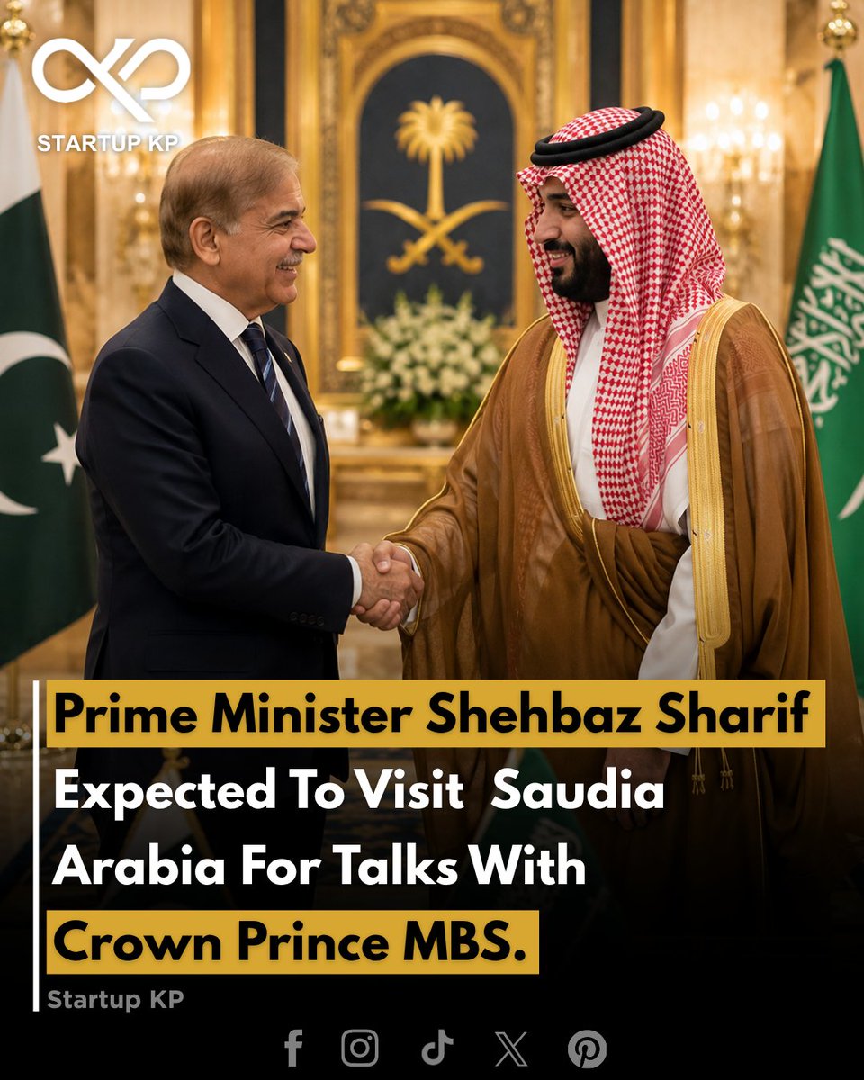 theStartupkp's tweet photo. Prime Minister Shehbaz Sharif is expected to visit Saudi Arabia for high-level talks with Crown Prince Mohammed bin Salman (MBS). 

#thestartupkp #saudiarabia #ShehbazSharif #MohammedBinSalman #Diplomacy #pakistansaudirelation  #middleeast #BreakingNews https://t.co/kkWAckPQPW