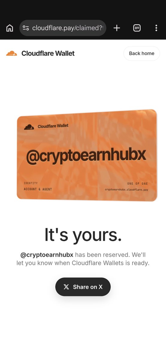 CryptoEarnHubX's tweet photo. I just reserved my Cloudflare Wallet tag: https://t.co/0g1lCKMwvl.

Reserve yours now at https://t.co/48tdCBoZRi https://t.co/gHZ2zzGQFT