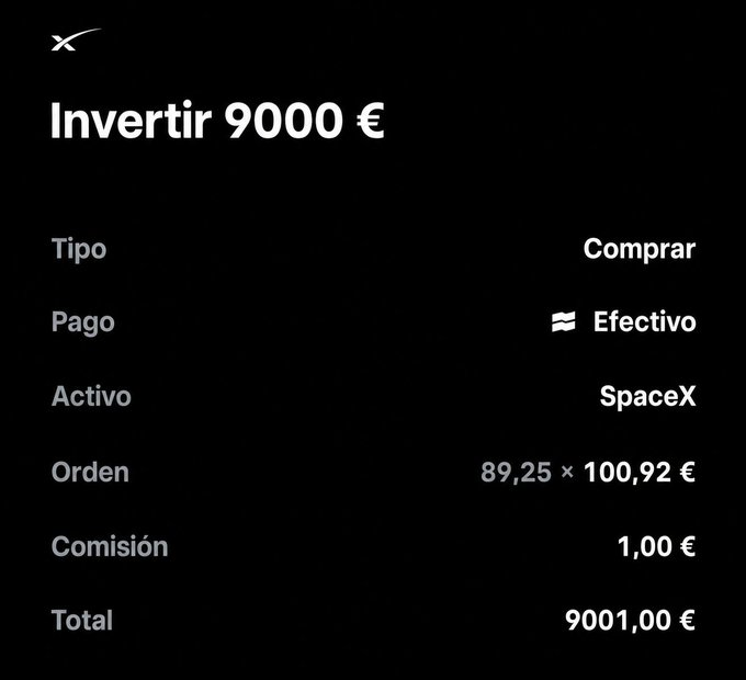 markpsmith7's tweet photo. 🚨🚀 ME ACABO DE JUGAR 9.000 €💥🚨 

EN SPACEX... Y EN HORAS SABRÉ SI FUE UNA LOCURA O UN ACIERTO BRUTAL.

Sí.

9.000 € reales.

📍 Entrada: 100,92 € por acción.

Ahora ya no depende de mí.

Bueno... y de que no decida abrir X y publicar uno de esos tuits que ponen https://t.co/4XRBTHlByx