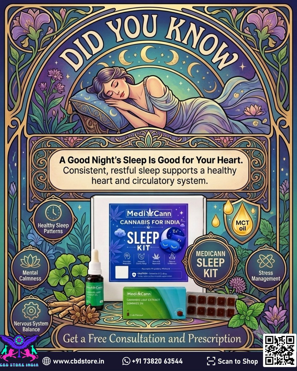 CBDStoreIndia1's tweet photo. A good night's sleep is one of the best investments you can make in your health.

The MediCann Sleep Kit is thoughtfully formulated to support relaxation, restful sleep, and a refreshed start to your day.

Explore the Sleep Collection: https://t.co/nRyCdW1kOz

#SleepSupport https://t.co/NhLKiKO9Dm