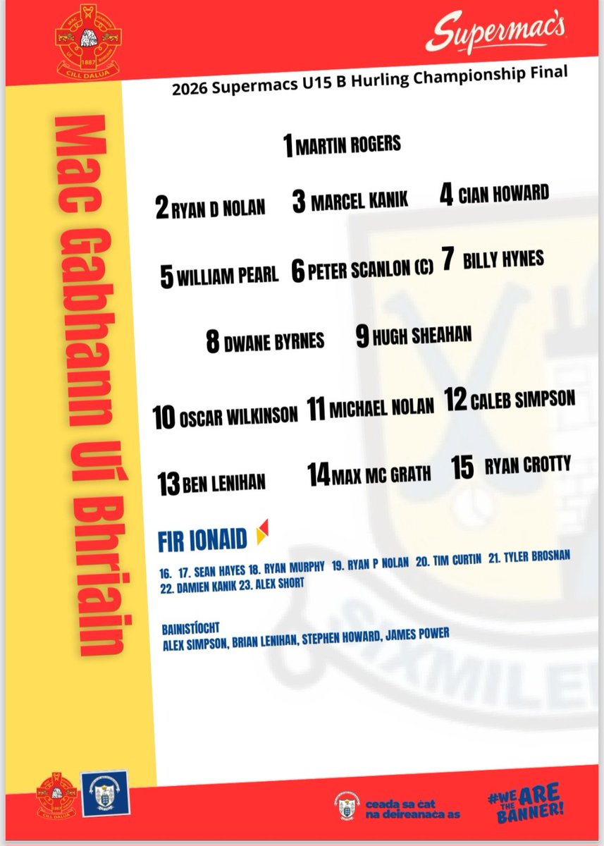 HurlingUnderage's tweet photo. @GaaClare @SupermacsIRE
U15B Final
Thurs 6th
@zimmerbiomet Páirc Chíosóg
18:45

@inagh_kilnamona v @sobgaa

Ticket Link
https://t.co/GnRjN0GYvv https://t.co/Z8r2FMBmO6