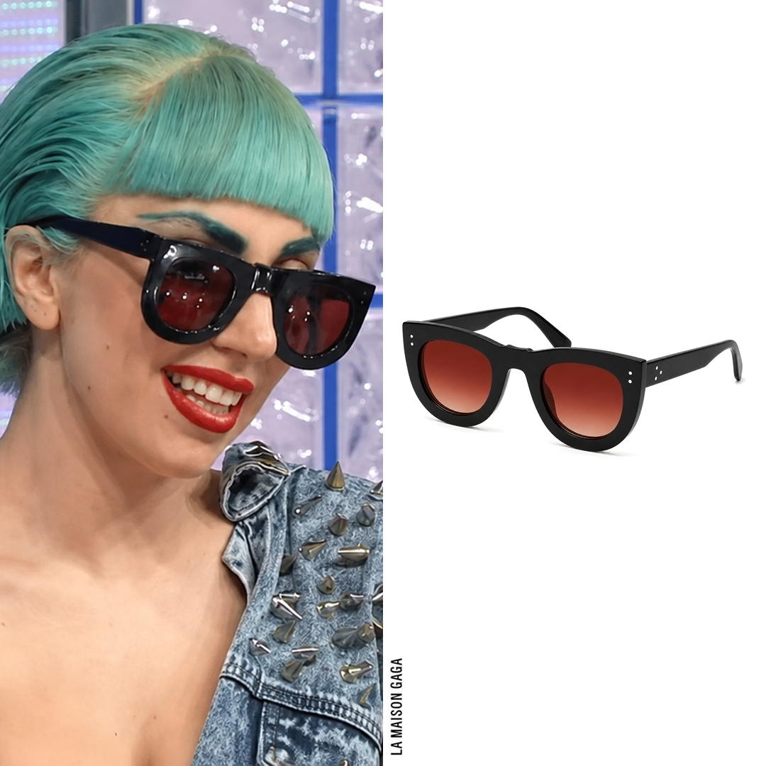 LaMaisonGaga_'s tweet photo. Lady Gaga was interviewed on Music Lovers, wearing a studded jacket her Japanese fans gifted her, #GeneralEyewear "Ostrander" shades, studded driving gloves and @PleaserShoes "Xtreme-1020" boots! https://t.co/DtqOLZ221r