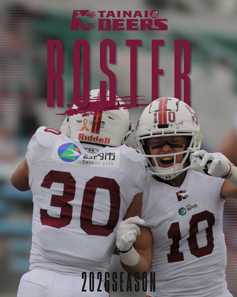 deers__official's tweet photo. 📣 2026 SEASON ROSTER

2026シーズンを戦う、胎内DEERSのロスターが決定🦌🔥

詳細は、公式ホームページを👇🏻
https://t.co/SDXlDb4KBd

🏆 2026シーズン秋季公式戦 第1試合
🆚 警視庁イーグルス
📅 9月5日（土）
🕜 11:00 Kickoff
📍 第一カッターフィールド(習志野)

#胎内DEERS #アメフト #xleague https://t.co/mntNtFHAge