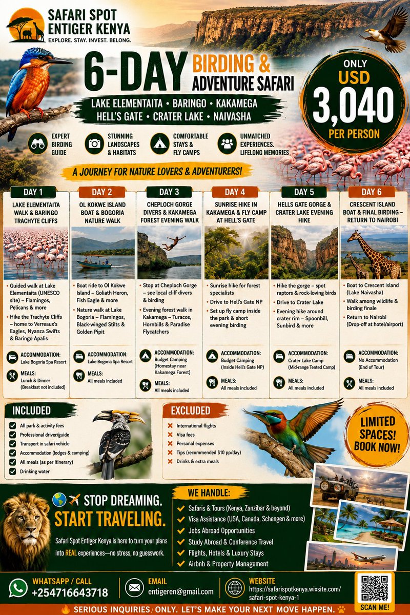 CarolineKimaru's tweet photo. Safari Spot Entiger Kenya is here to turn your plans into REAL experiences—no stress, no guesswork.

📲 WhatsApp/Call: +254716643718
📧 Email: entigeren@gmail.com)
🌐 https://t.co/mWDd3IV92I

🔥 Serious inquiries only. Let’s make your next move happen. https://t.co/B4owCkcMWw
