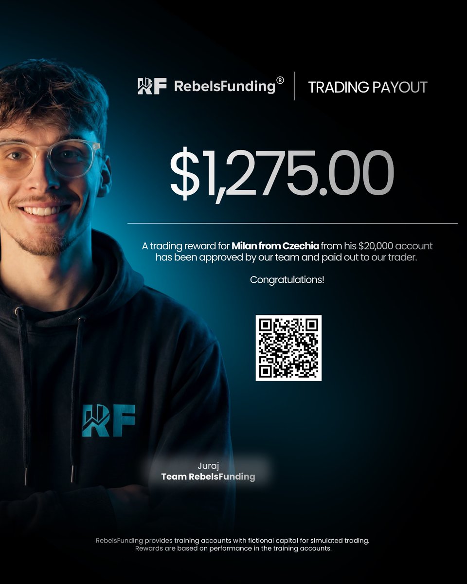 rebelsfunding's tweet photo. 💙Congratulations to our trader 🇨🇿Milan!
RebelsFunding Team awarded our trader for his trading performance!

✅Check his performance in this link:
https://t.co/664fMrGdRw

🎁Achieve your payout as Milan did!
https://t.co/qipX8mNw9T https://t.co/annyScHk4O