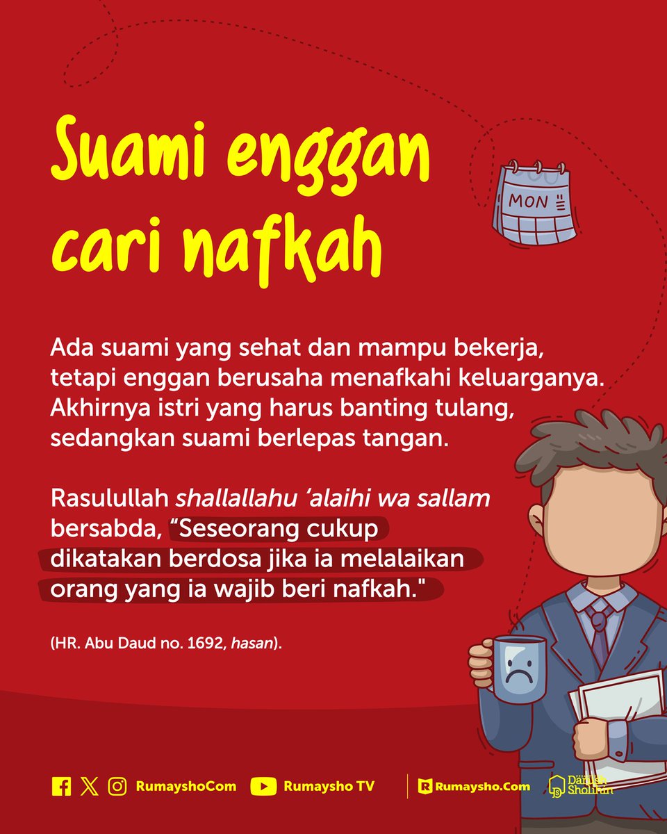 rumayshocom's tweet photo. Suami yang enggan bekerja dan melalaikan nafkah bukan hanya menyalahi syariat, tetapi juga berisiko menghancurkan keharmonisan rumah tangga. Riset terbaru menunjukkan bahwa tekanan finansial dapat menurunkan kualitas komunikasi, memperbesar konflik, bahkan berisiko perceraian. https://t.co/1KzBvUhr4M
