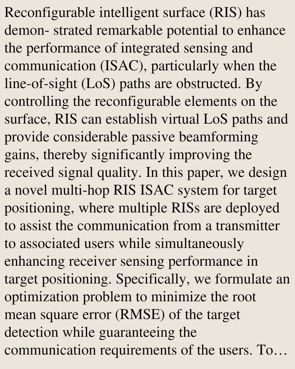 SignalPapers's tweet photo. Multi-Hop RIS ISAC for Target Positioning: A Tensor Decomposition-based Approach

Yirui Luo, Xiaoyan Ma, Yong Liang Guan, Christopher G. Brinton, Chau Yuen
https://t.co/O05gYVKXOw [𝚎𝚎𝚜𝚜.𝚂𝙿]
💬Accepted by IEEE TWC https://t.co/6Ah4u3lnuI