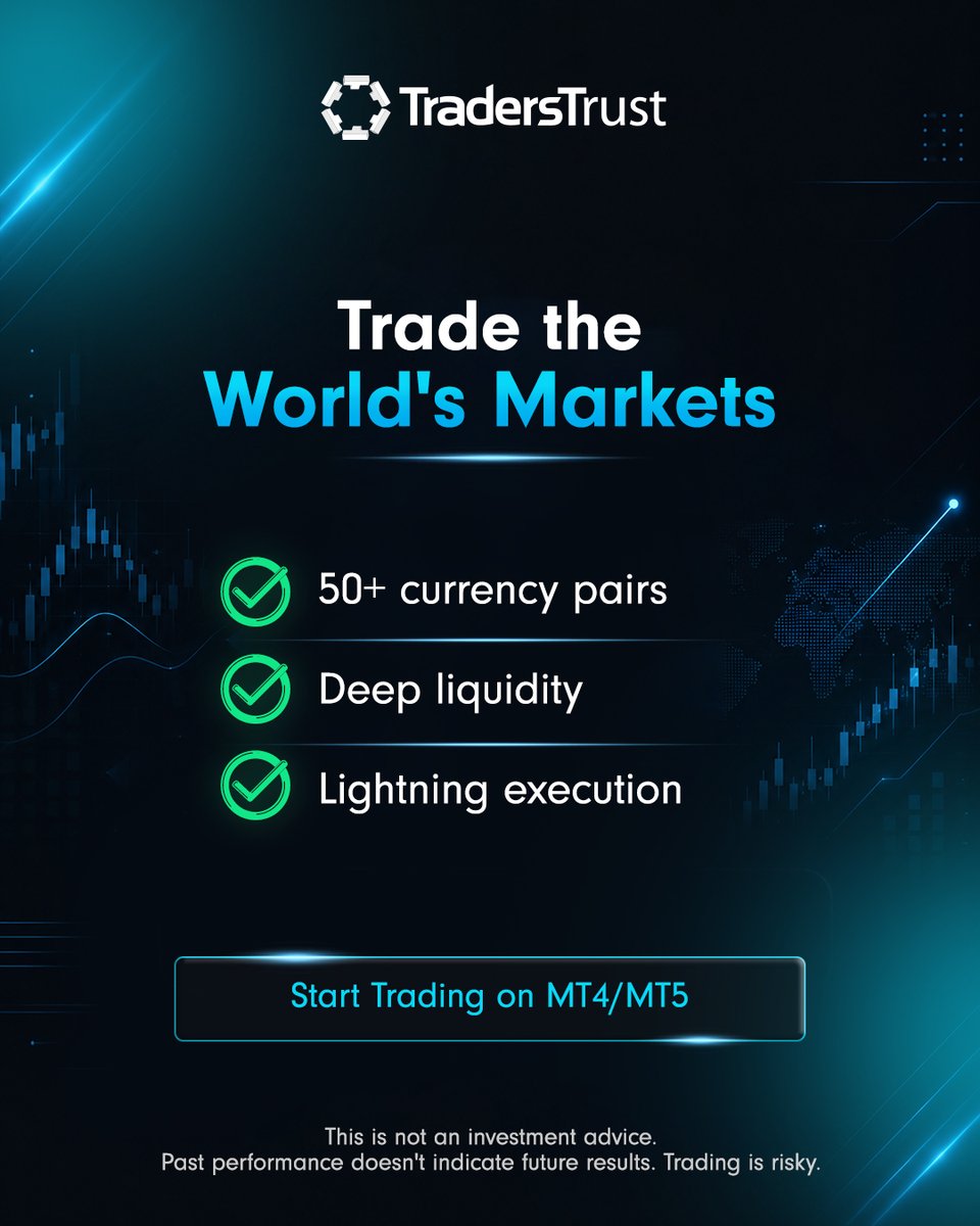 TradersTrustcm's tweet photo. One Platform. Every Market. ⚡
✅ 50+ currency pairs
✅ Deep liquidity
✅ Lightning-fast execution
Trade Now on MT4/MT5 https://t.co/9KH1rn7zUe
#markets #pairs #trade #mt4 #mt5 https://t.co/fdrNncKzgW