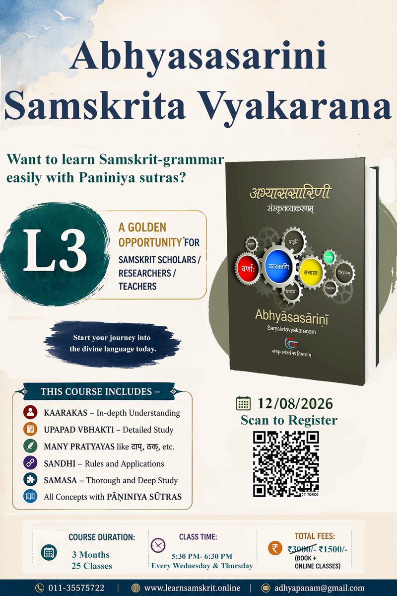 adhyapanam's tweet photo. Boost your Samskrit skills! 
🖋️ Join our 3-month online course for advanced reading &amp; writing.

💻 Online | ₹1500/- | Certification included 

Transform your Samskrit expertise - 
Enroll now! https://t.co/39s2c90jXg

#SamskritLearning #OnlineCourse #LanguageSkills https://t.co/0Qx1rKXu2p