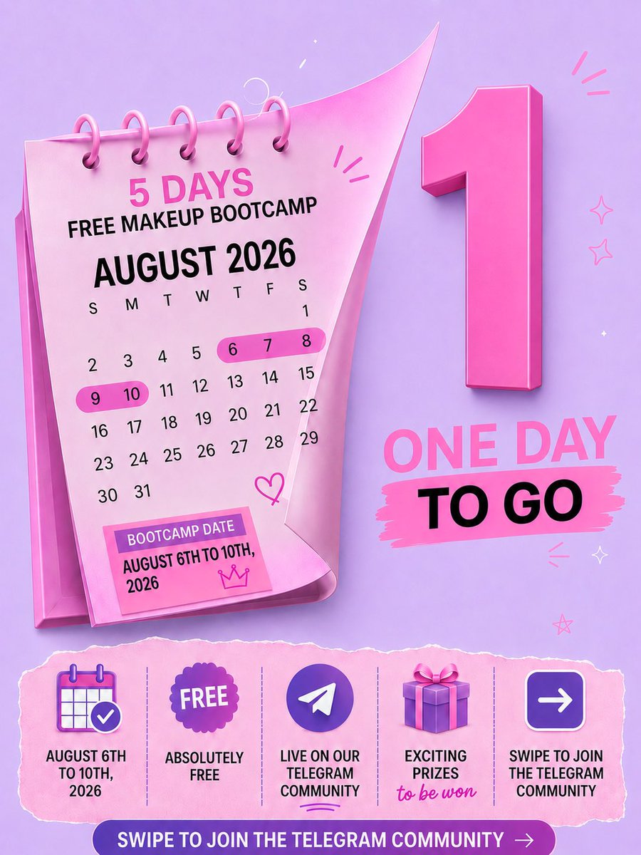 TachaBeautyHQ's tweet photo. ONE MORE DAY!!

Tomorrow, we kick off our FREE 5-Days Makeup Bootcamp!! Are you ready?  💃

Drop a 💄 in the comments if we’ll see you there!!
-
-
#tachabeautyhq #makeupbootcamp #makeup 
#beauty https://t.co/dQwhb5QPQn