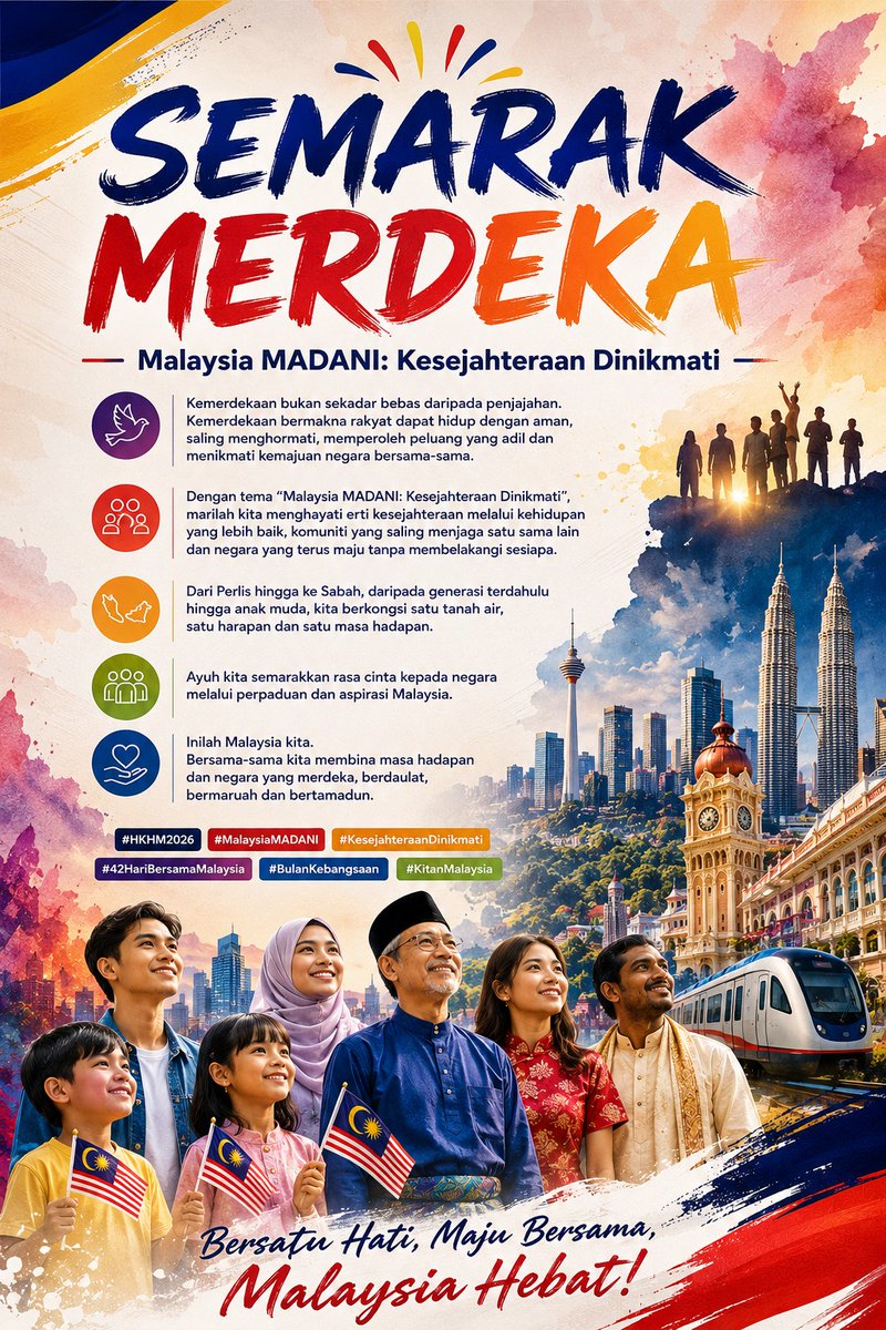 anne915782's tweet photo. INILAH MALAYSIA KITA ❤️

 Negara yang merdeka, berdaulat, bermaruah &amp; bertamadun.

Jom bina masa hadapan bersama!
Semarakkan rasa cinta pada negara.

#Malaysia #merdeka #perpaduandalamkepelbagaian 
#AnakMalaysia 
#MalaysiaMadani https://t.co/mzvUM989F8