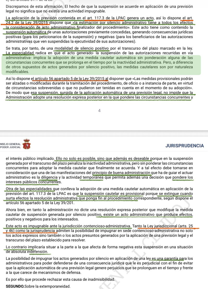 abotgado_es's tweet photo. El TS fija el régimen jurídico básico de la suspensión cautelar operada por silencio con ocasión de interponer un recurso en vía administrativa (art.117.3 LPAC): plenamente impugnable y revisable
🟢 ATS 23/7/26 (rec. 191/2026) https://t.co/W56s7D6uYV